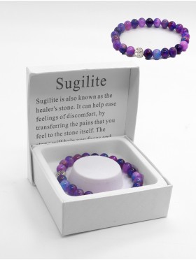 Sugilite Bead Bracelets with Gift Box. 